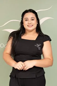 Jamille Muniz, técnica de saúde bucal, no ensaio da equipe da Odontologia Premier